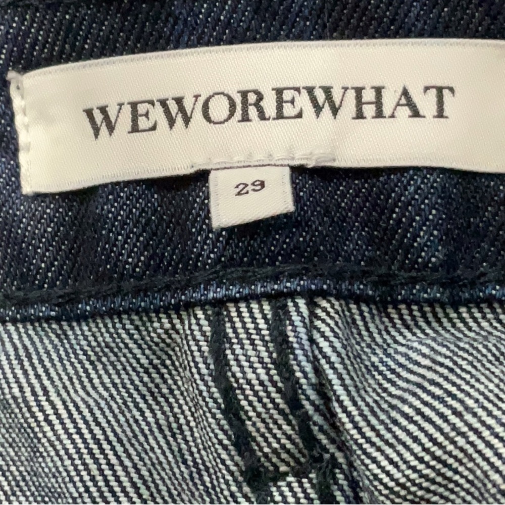 WeWoreWhat High Rise A-Line Denim Shorts Dark Wash Frayed Hem Size 29 NWT - Picture 3 of 4